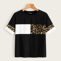 Контрастная леопардовая футболка Shein