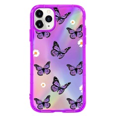 2шт прозрачный чехол для iPhone и лазерная пленка с принтом бабочки Shein
