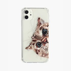 1шт прозрачный чехол для iPhone с узором кошки Shein