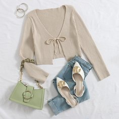 Вязаный кардиган с узлом Shein