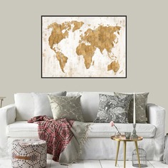 Картины в интерьере с принтом "карта" без рамки Shein