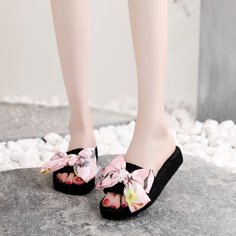 Шлепанцы с бантом для девочек Shein