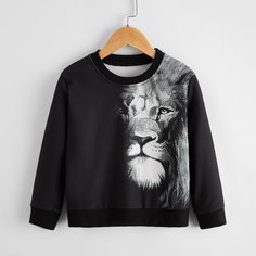 Животный принт Повседневный Свитшоты для мальчиков Shein