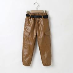 Брюки карго с поясом из искусственной кожи для девочек Shein