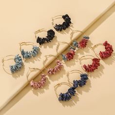 Серьги-кольца в форме цветка из ткани 6 пар Shein