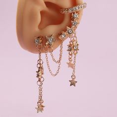 4шт серьги с декором звезды и стразами Shein