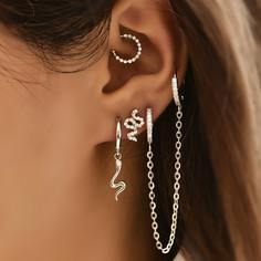 Серьги со стразами 5шт Shein