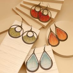 Серьги-подвески 4 пары Shein