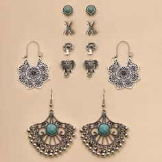 Серьги с гравировкой 6 пар Shein