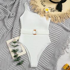 с поясом Одноцветный Элегантный Купальники Shein