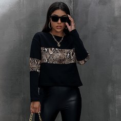 змеиный принт Повседневный Футболки Shein