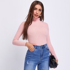 Вязаная футболка в рубчик Shein