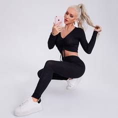Кроп топ на кулиске и леггинсы Shein