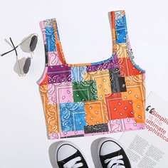 Короткий жилет в полный узор Shein