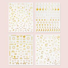 4 листа наклейка для ногтей с узором звезды и луны Shein