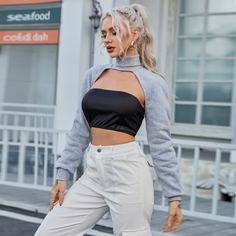 Ровный цвет Сексуальный Свитшоты Shein