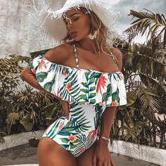 Слитный купальник с графическим принтом Shein