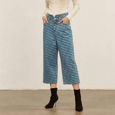 Короткие прямые джинсы с высокой талией Shein