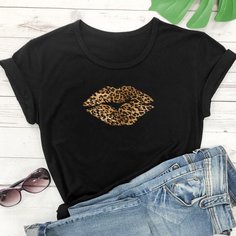 Футболка с коротким рукавом и леопардовым принтом Shein