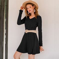 Одноцветный Элегантный Платья-свитеры Shein