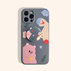 Чехол для iPhone с мультипликационным принтом и выдвижной ручкой для телефона Shein