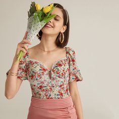 Боди с пышными рукавами и кружевом Shein
