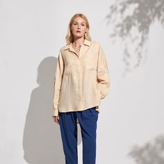 Льняная рубашка с карманом Shein
