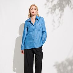 Рубашка из тенсела с карманом Shein