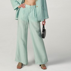 Широкие брюки из смесового льна Shein