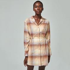 Платье-рубашка из льна на кулиске Shein