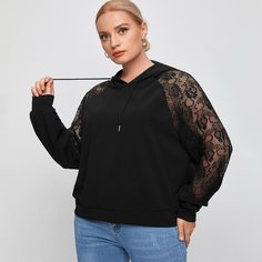на кулиске Одноцветный Повседневный Свитшоты размер плюс Shein