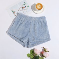 Фланелевые домашние шорты с эластичной талией Shein