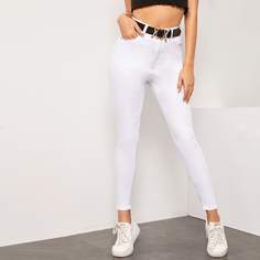 Однотонные облегающие джинсы без пояса Shein