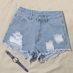 Рваные джинсовые шорты Shein