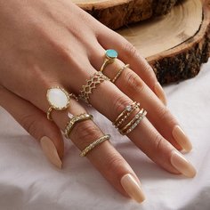 7шт кольцо со стразами Shein