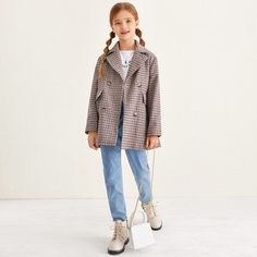 Пальто с вышивкой для девочек Shein