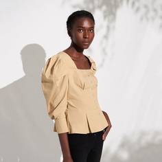 Хлопковая блуза с оригинальным рукавом Shein