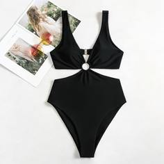 с разрезом Одноцветный Сексуальный Купальники Shein