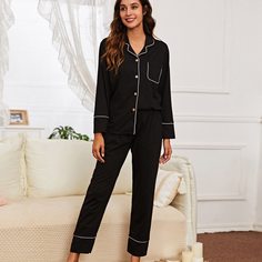 с карманами Повседневный Пижама Shein