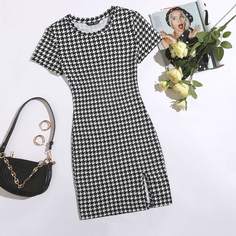 Разрез Хаундстут Повседневный Платье Shein