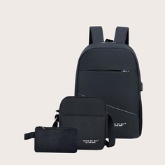 Рюкзак и сумка через плечо с текстовым принтом 3шт Shein