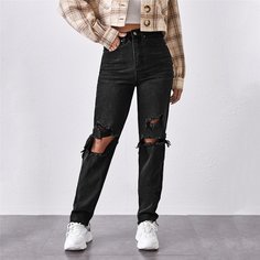Рваные джинсы с высокой талией Shein