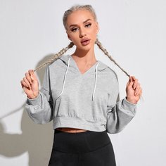 на кулиске Одноцветный Спортивные свитшоты Shein