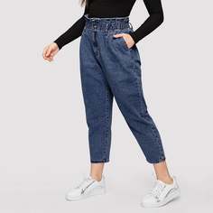 Кроп джинсы с присборенной талией размера плюс Shein