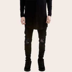 Мужские однотонные рваные джинсы Shein