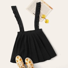 Однотонная юбка с подтяжками Shein