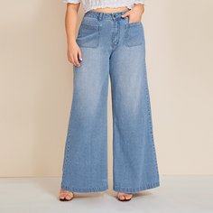 Широкие джинсы размера плюс с карманом Shein