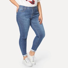 Плюс размеры облегающие джинсы Shein