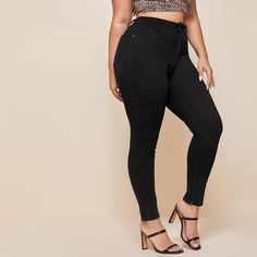 Облегающие джинсы размера плюс с карманом Shein