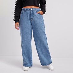 Широкие джинсы с карманом размера плюс Shein